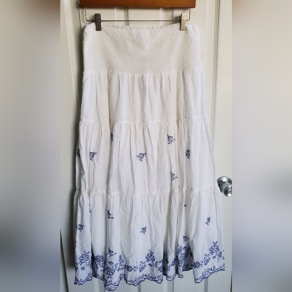 Lauren Ralph Lauren Black Label Embroidered Floral Sz 4 Maxi Skirt Boho Peasant